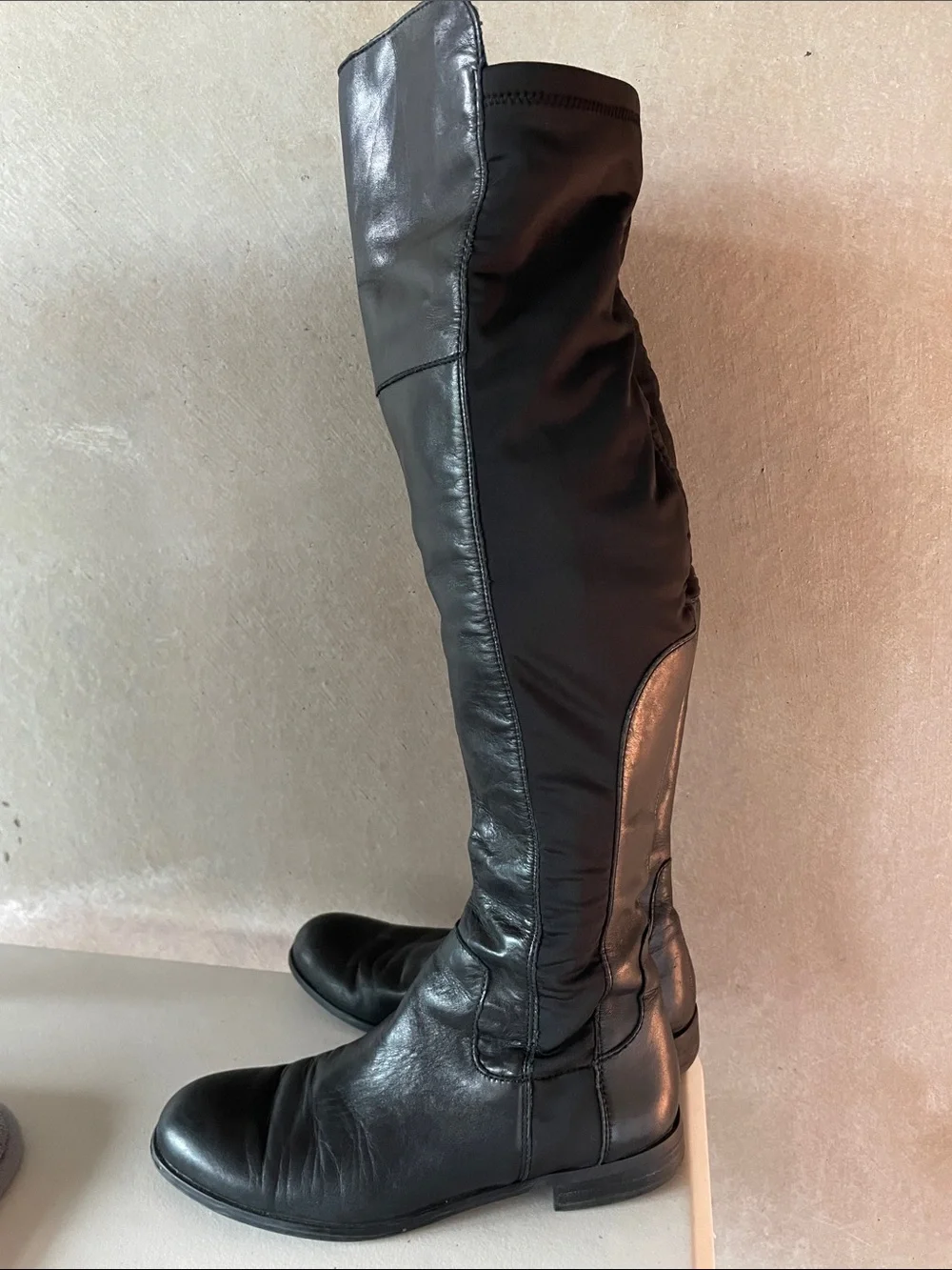 Franco Sarto Black Glove-Leather Over-The-Knee Boots